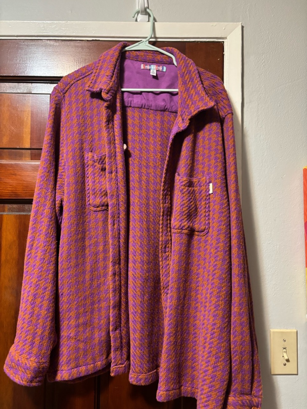 Urban Outfitters Purple and Orange Houndstooth Blazer Jacket